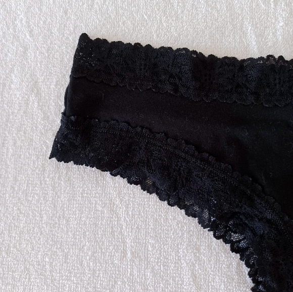 PINK Victoria's Secret Cheekster Tanga Black Cotton Panty, L - Picture 4 of 12